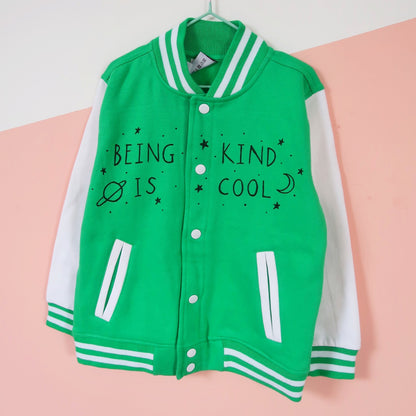being kind is cool kids varsity jacket - green
