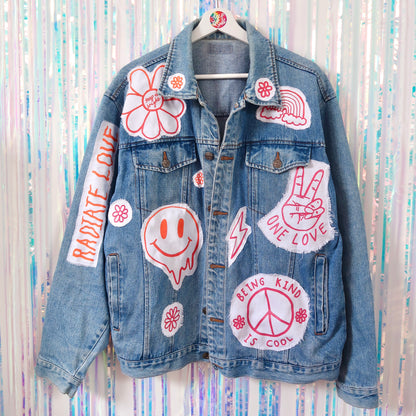 hippie heart denim jacket