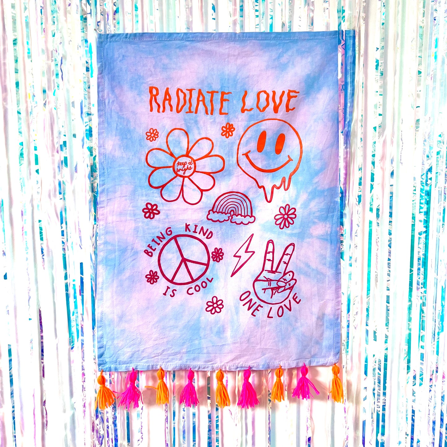 hippie heart tie dye wall hanging - candy clouds