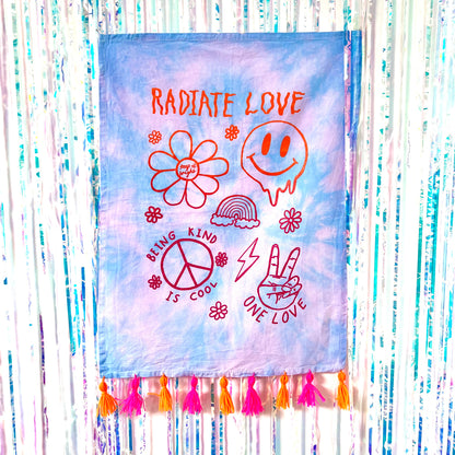 hippie heart tie dye wall hanging - candy clouds