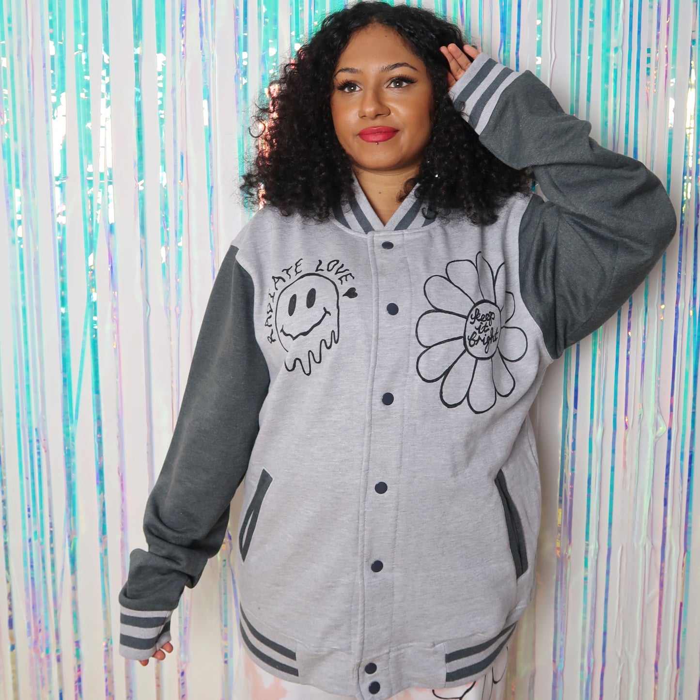 hippie heart varsity jacket