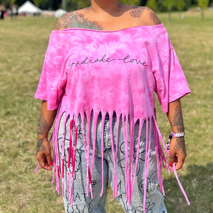 radiate love tie-dye tassel top