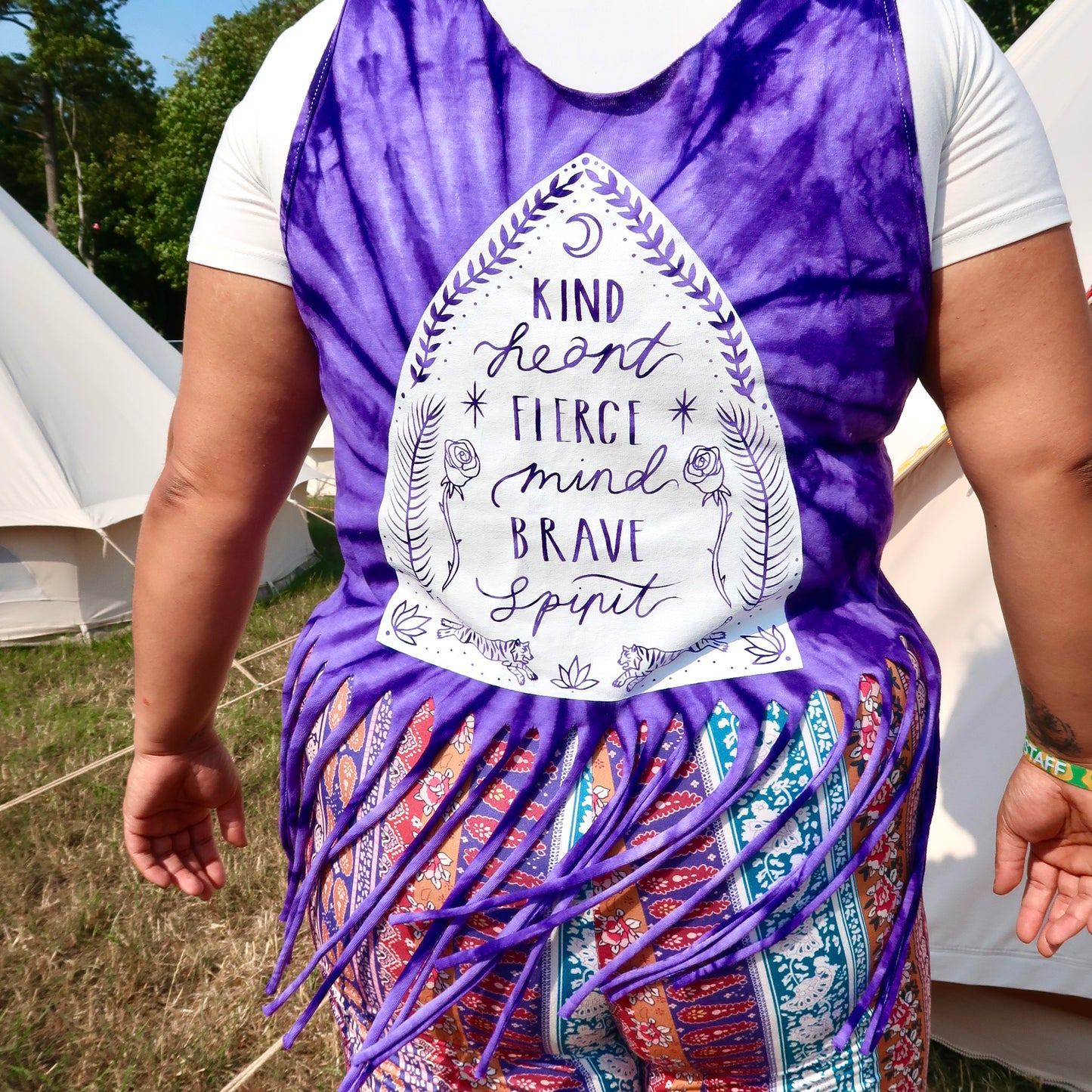 kind heart, fierce mind, brave spirit tassel waistcoat top