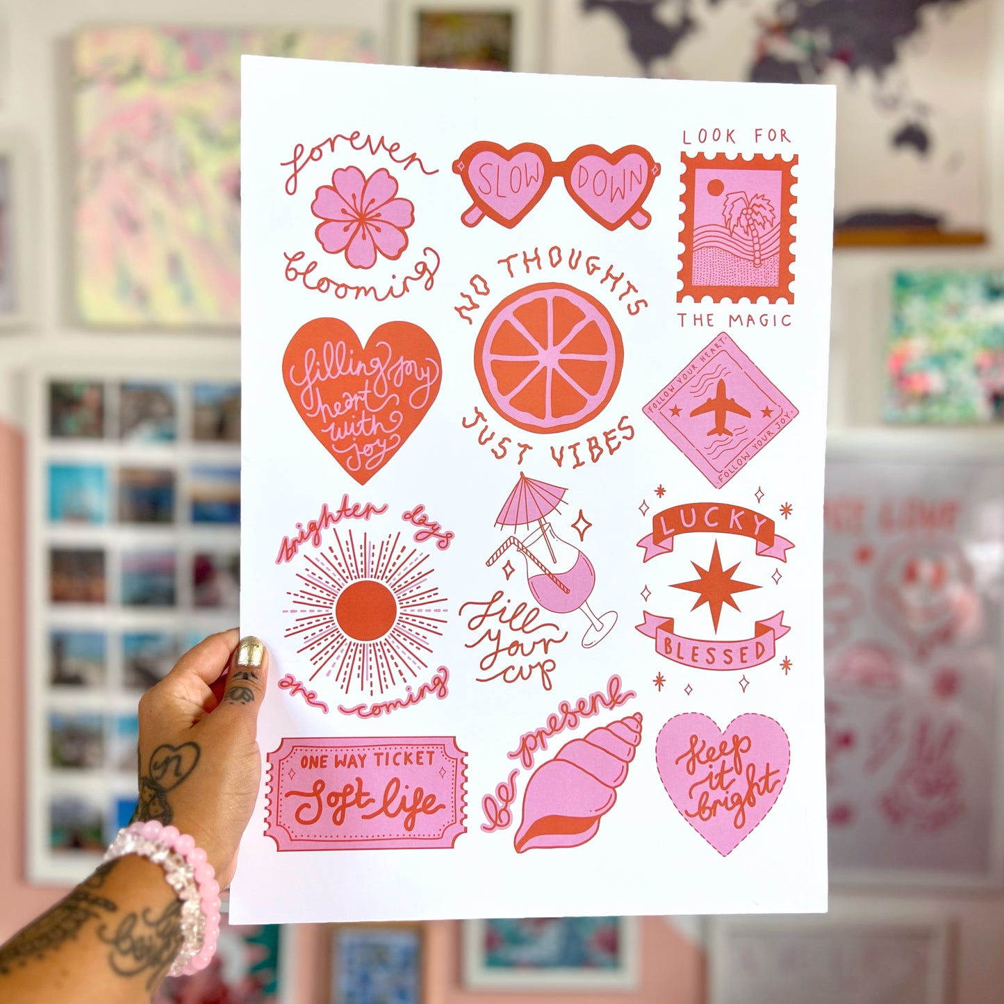 brighter days prints | pink & orange | A4 / A3
