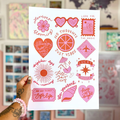 brighter days prints | pink & orange | A4 / A3