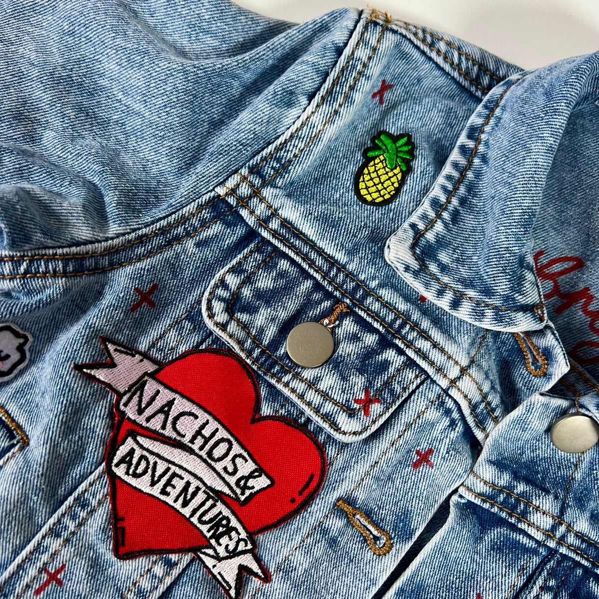 ‘snacks’ kids denim jacket
