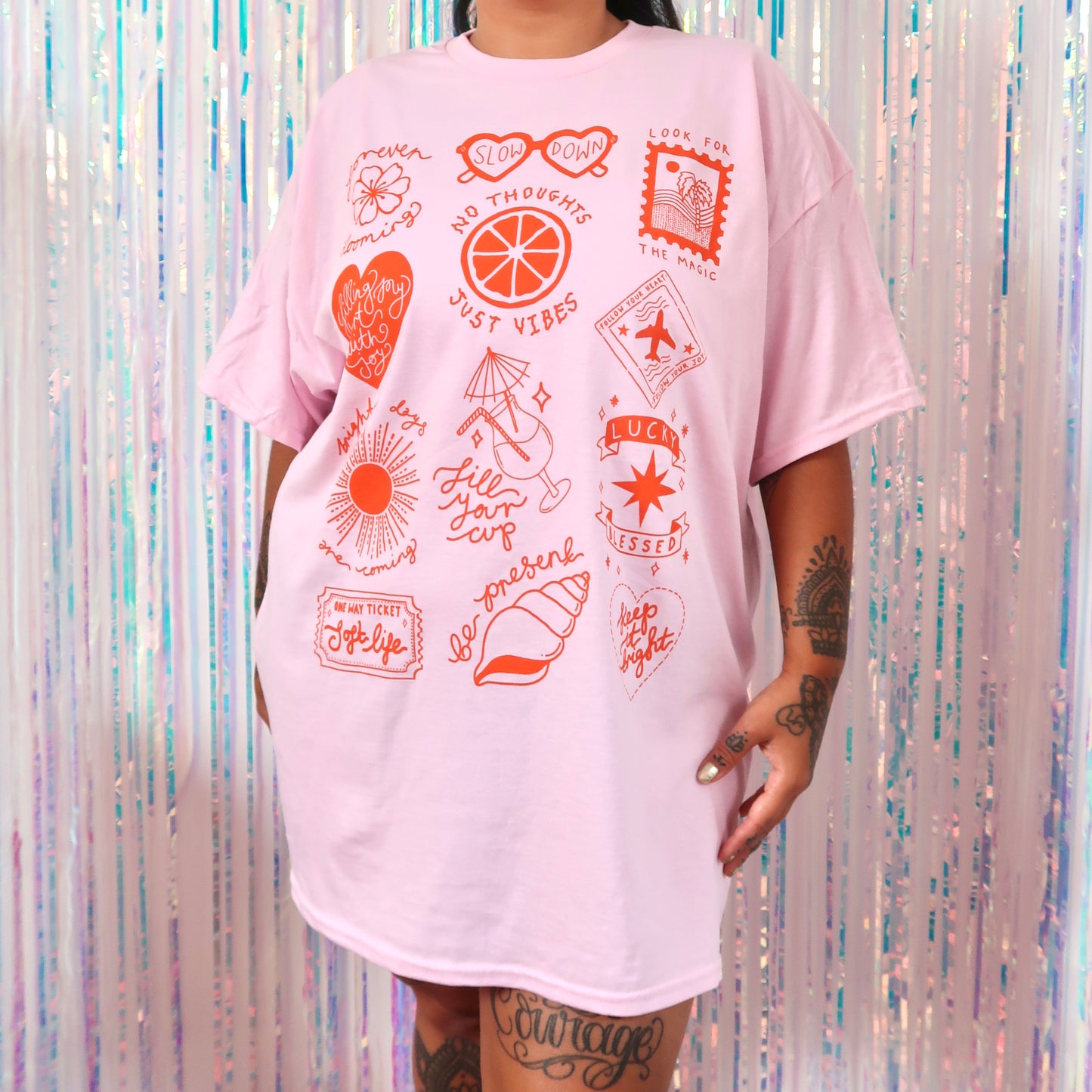 brighter days t-shirt - pink & orange