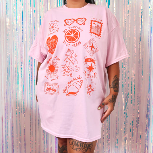 brighter days t-shirt - pink & orange