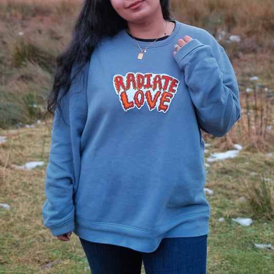 radiate love embroidered sweatshirt - dusky blue