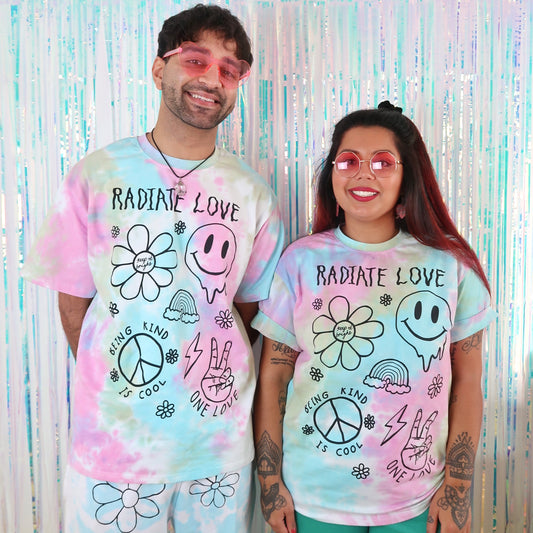 hippie heart tie-dye t-shirt - pastel