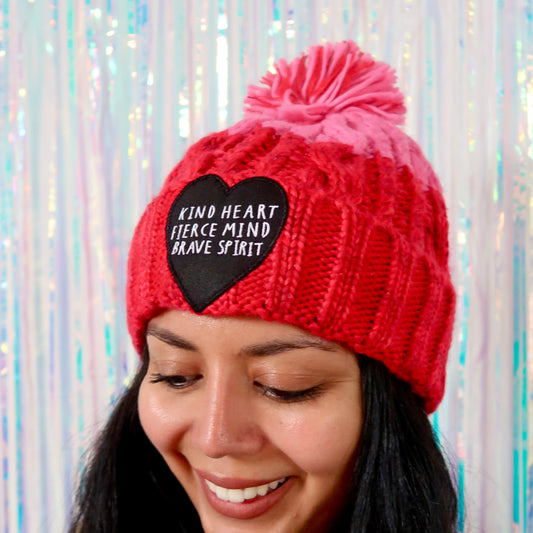 kind heart, fierce mind, brave spirit bobble hat