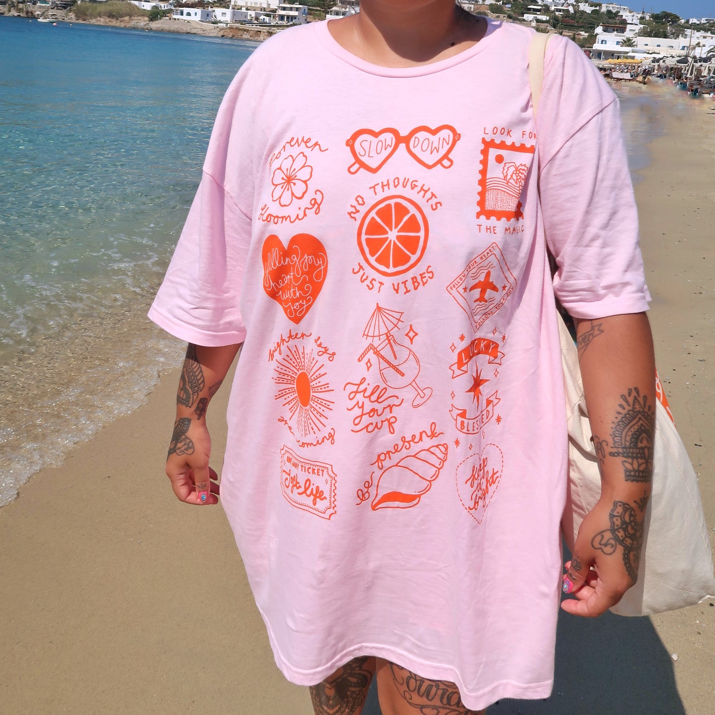 brighter days t-shirt - pink & orange