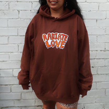 radiate love embroidered hoodie - chocolate