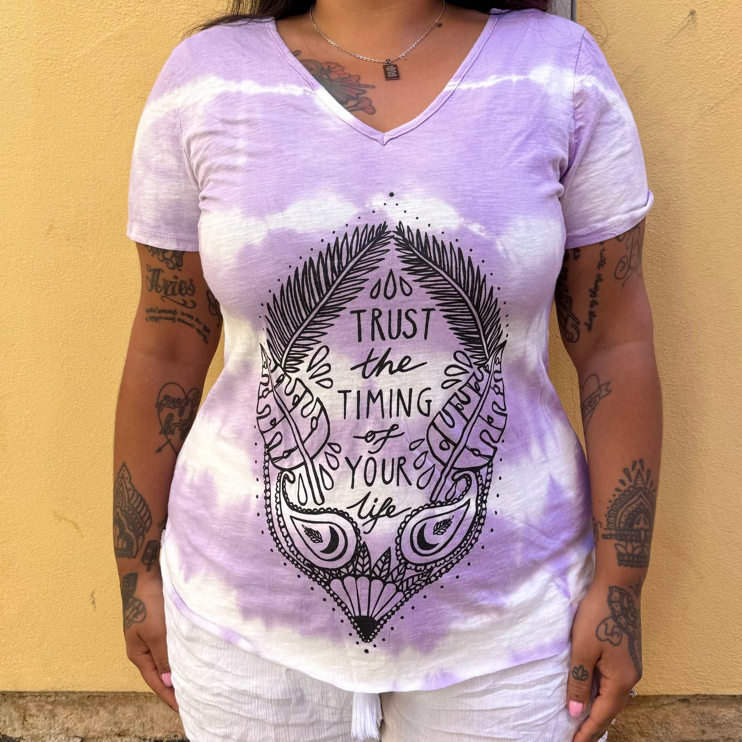trust the timing of your life tie dye top