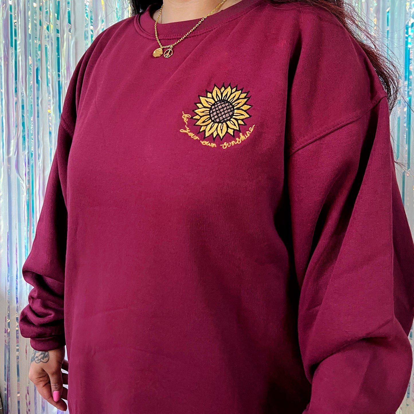 be your own sunshine embroidered sweatshirt - burgundy