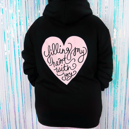 filling my heart with joy zip-up hoodie - black