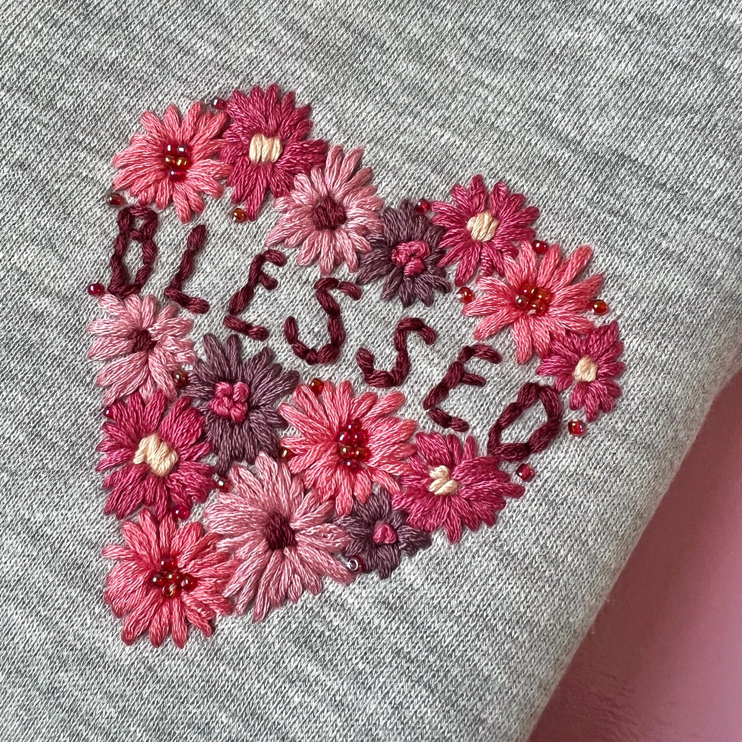 blessed hand-embroidered sweatshirt