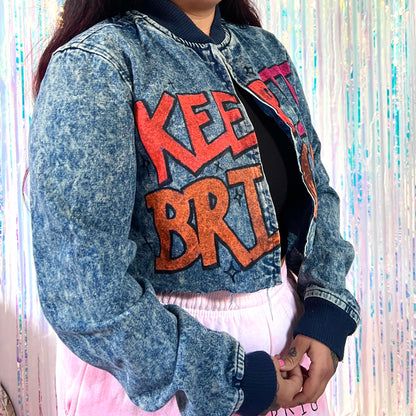keep it bright graffiti crop jacket