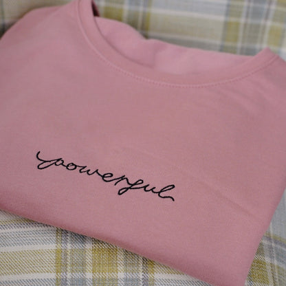 powerful embroidered crop sweatshirt - dusky pink