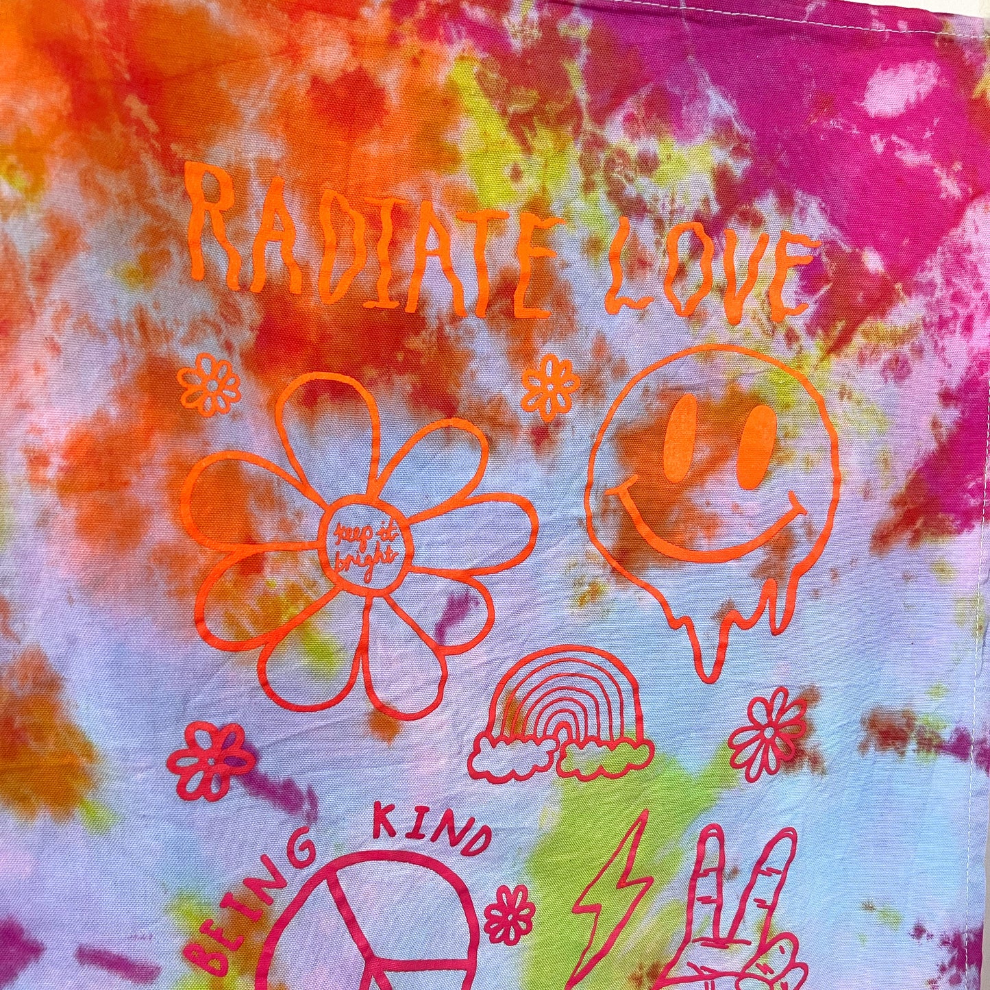 hippie heart tie dye wall hanging - trippy