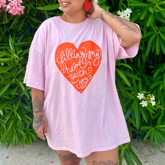 filling my heart with joy t-shirt - pink & orange