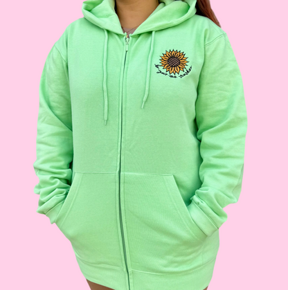 be your own sunshine embroidered zip-up hoodie