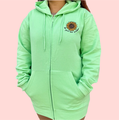 be your own sunshine embroidered zip-up hoodie