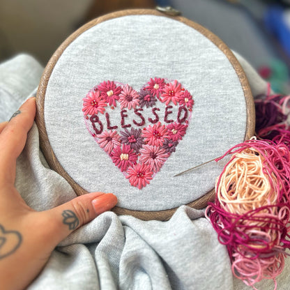 blessed hand-embroidered sweatshirt