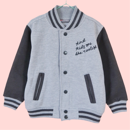 being kind is cool kids varsity jacket v.1 - grey