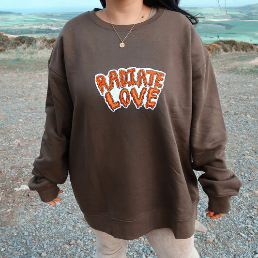 radiate love embroidered sweatshirt - dark olive green