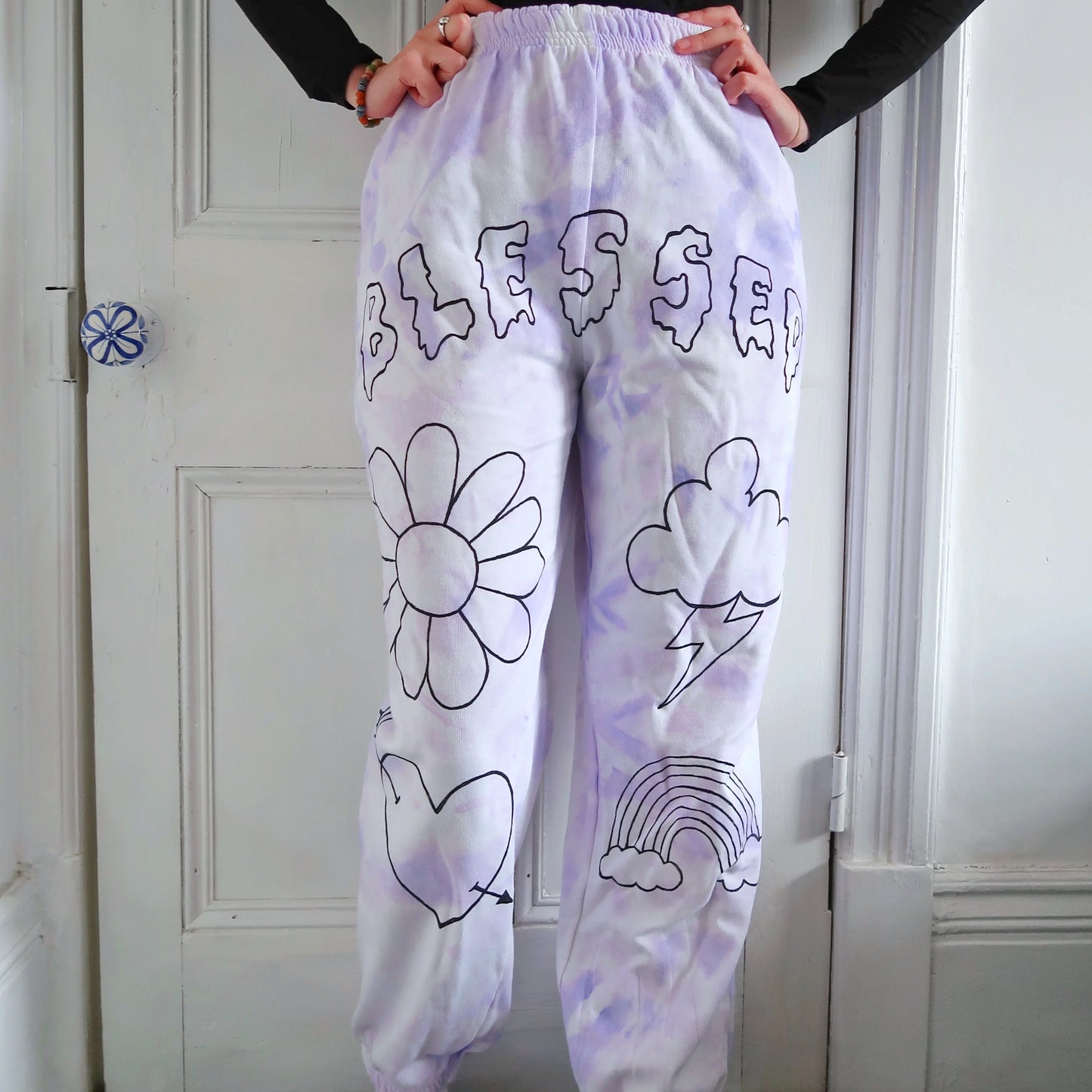 hippie heart tie dye lounge pants - lilac