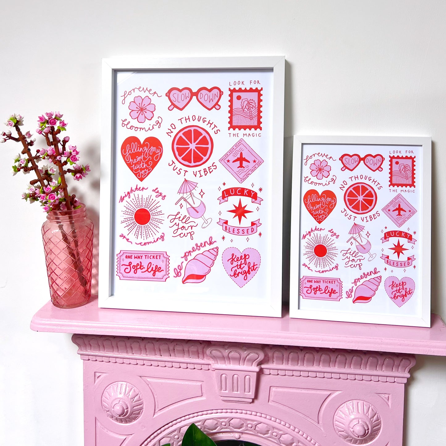 brighter days prints | pink & orange | A4 / A3