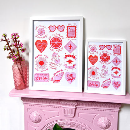 brighter days prints | pink & orange | A4 / A3