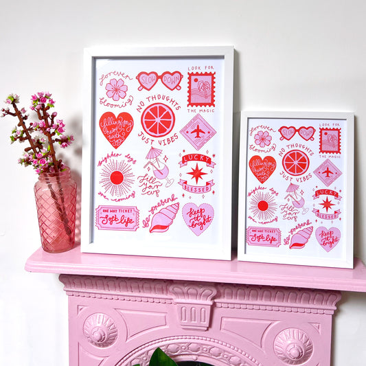 brighter days prints | pink & red | A4 / A3