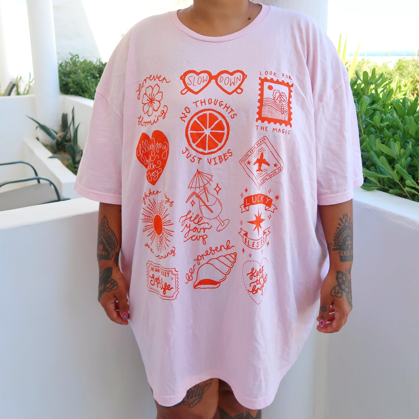 brighter days t-shirt - pink & orange