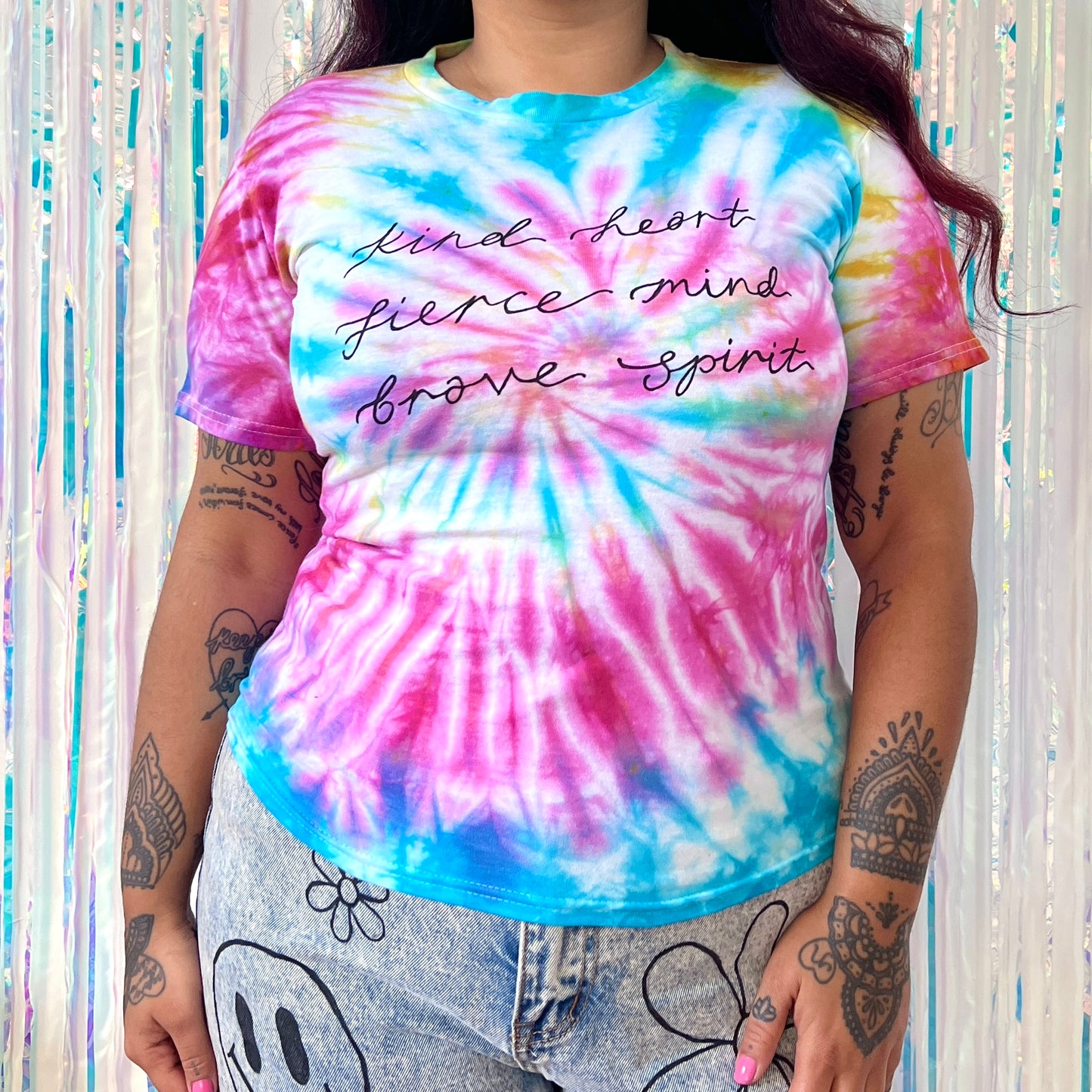 kind heart, fierce mind, brave spirit tie-dye t-shirt