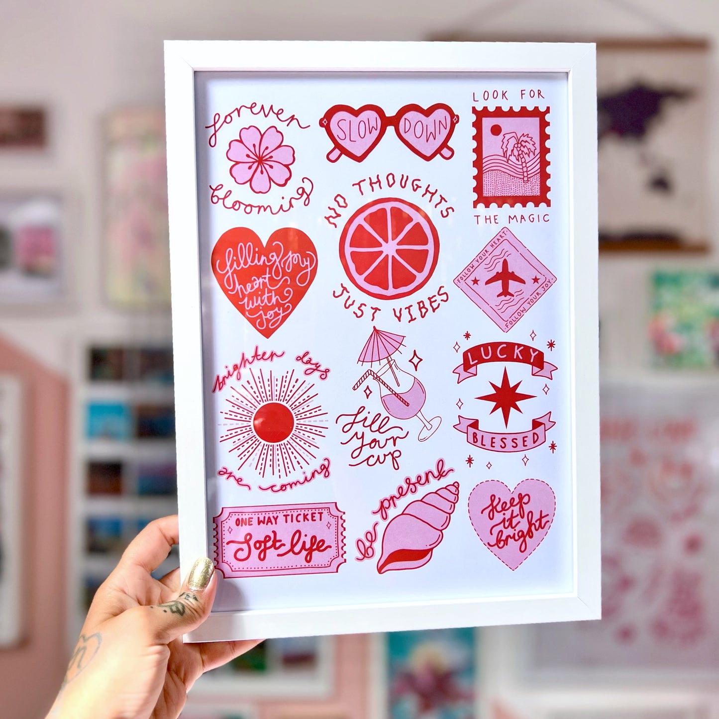 brighter days prints | pink & red | A4 / A3