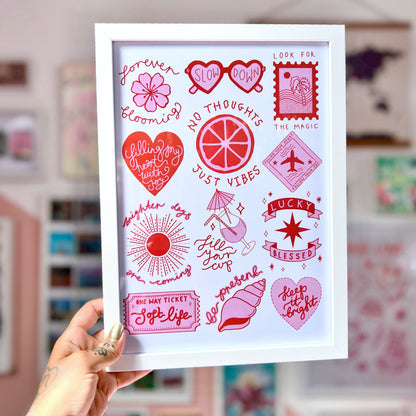 brighter days prints | pink & red | A4 / A3