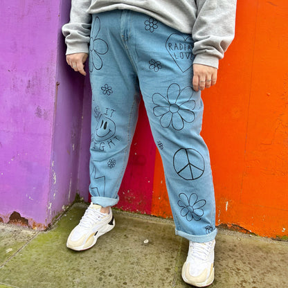 hippie heart mom jeans - plus size