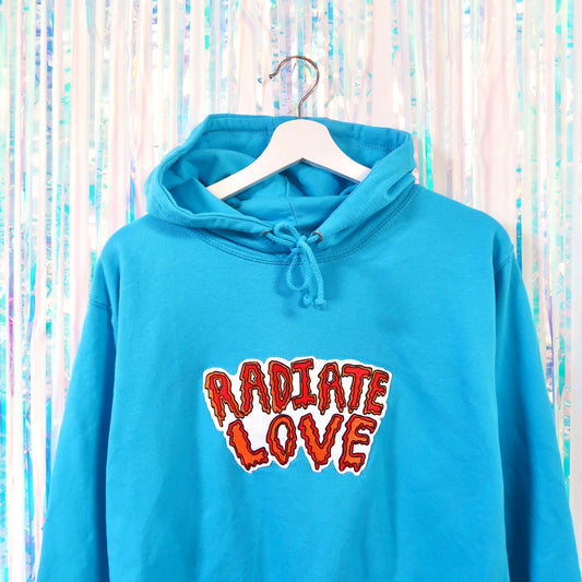 radiate love embroidered hoodie - bright blue