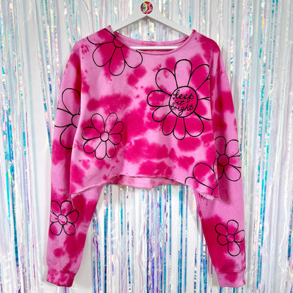 flower power tie-dye crop sweatshirt
