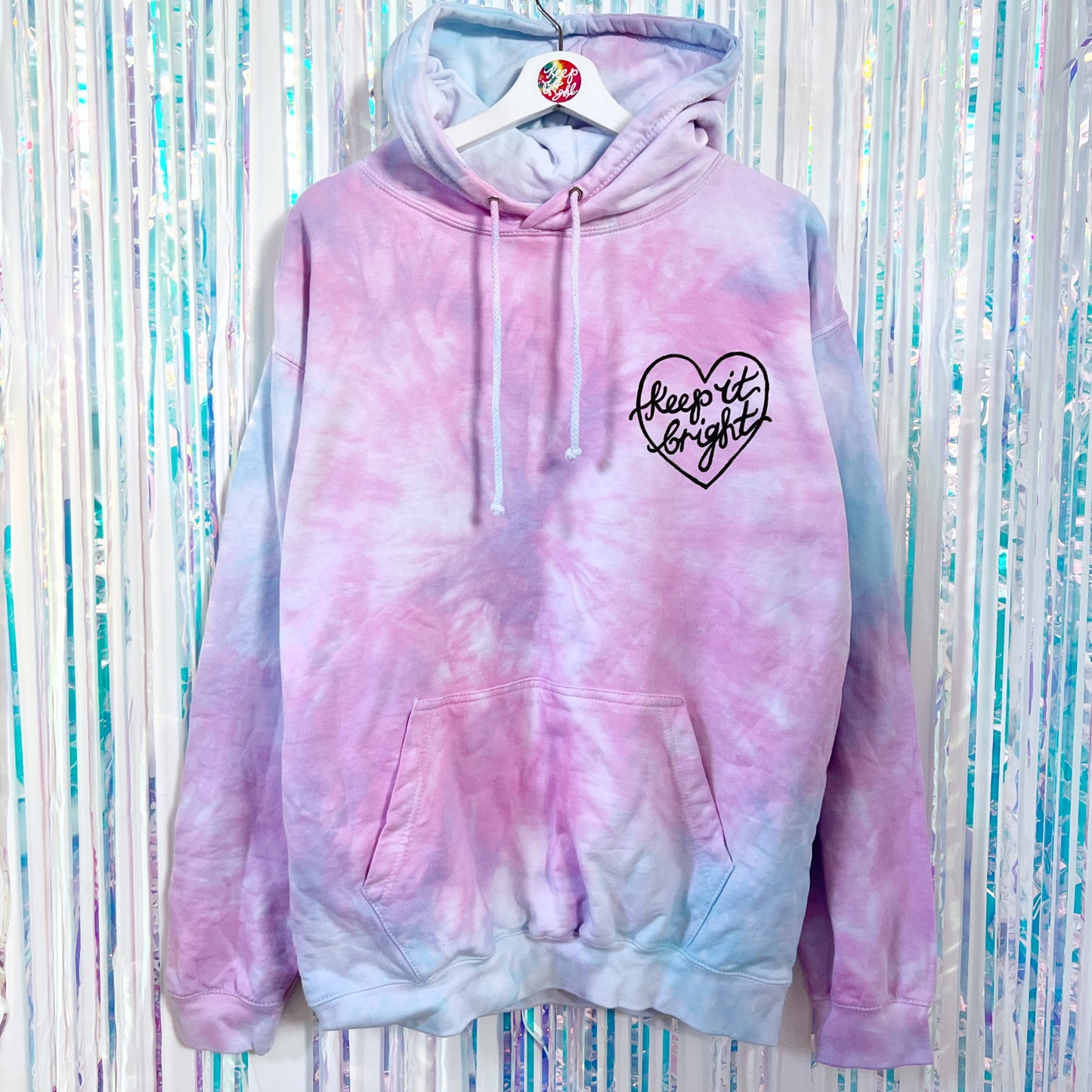 keep it bright tie dye hoodie - L