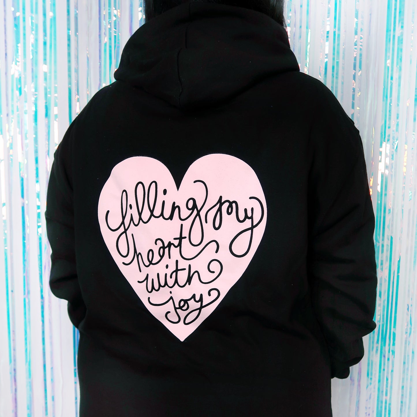 filling my heart with joy zip-up hoodie - black