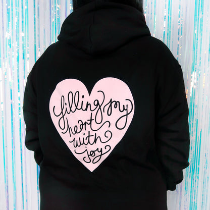 filling my heart with joy zip-up hoodie - black