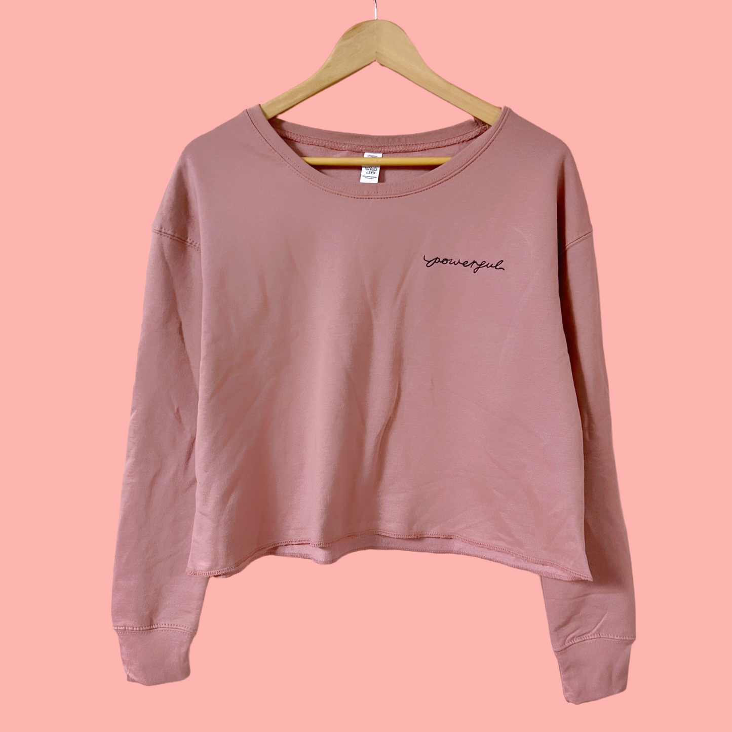 powerful embroidered crop sweatshirt - pink