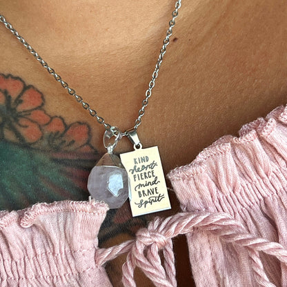 kind heart fierce mind brave spirit crystal necklaces