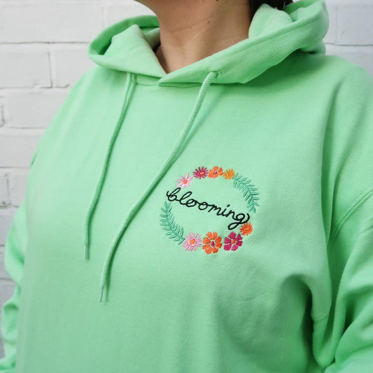 blooming embroidered hoodie - mint