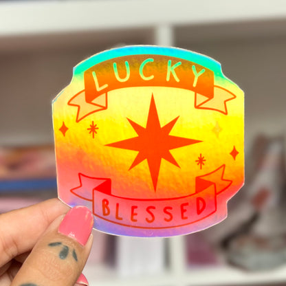 lucky & blessed sticker