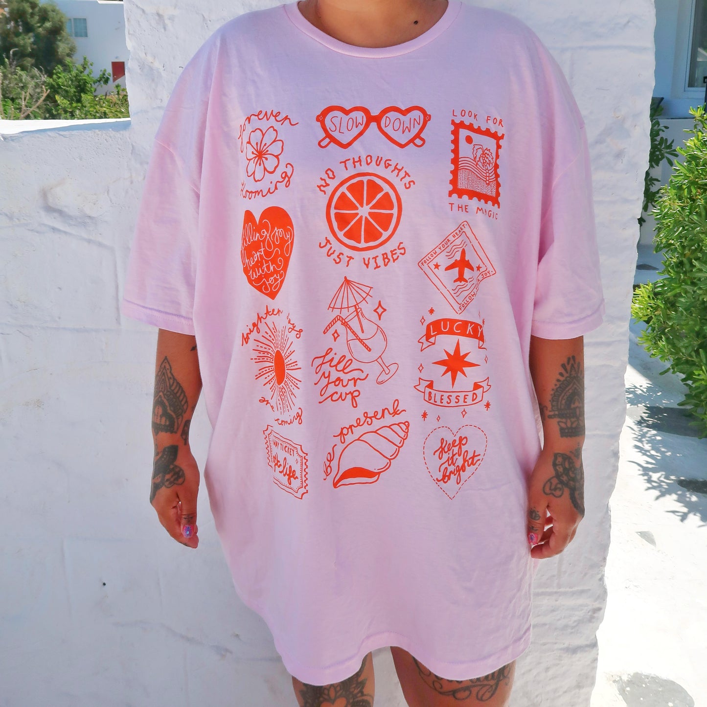 brighter days t-shirt - pink & orange