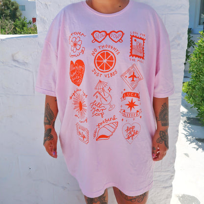brighter days t-shirt - pink & orange